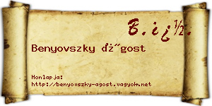 Benyovszky Ágost névjegykártya